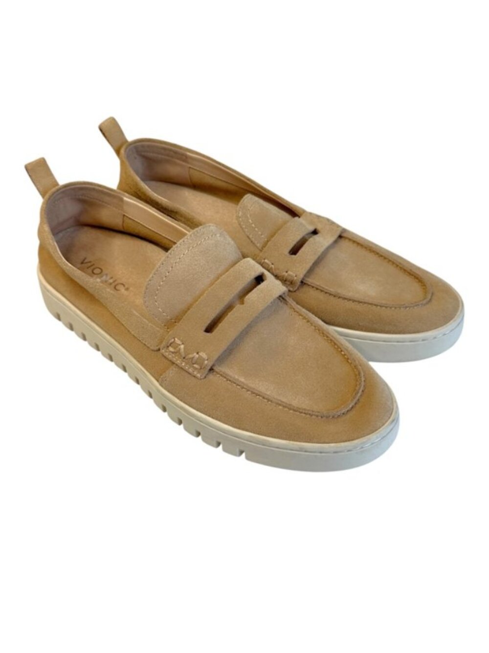 Vionic Uptown Tan Suede Loafers, 10.5, Coastal Comfort Minimalist